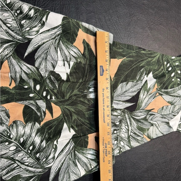 Topshop Tropical Leaf Print Romper Shorts Sz 6 Green Tan O-Ring Back  Festival - Picture 4 of 8